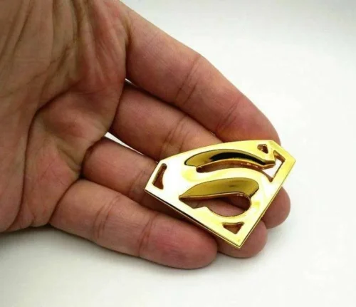 Adesivo 3D Superman Alta Qualita Metallo Dorato Emblema