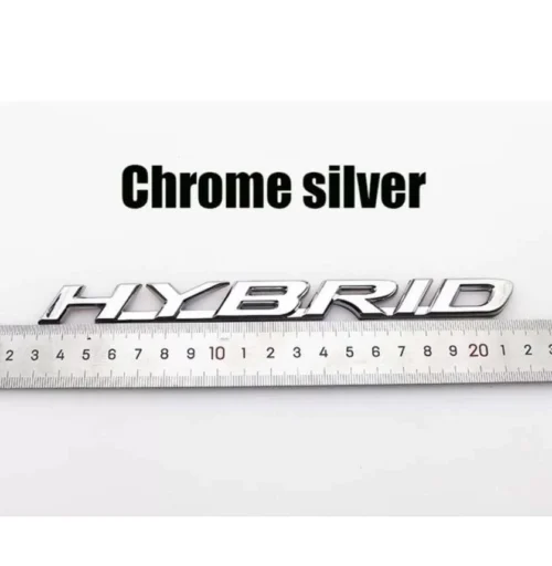 Adesivo Auto Logo HYBRID 3D Cromato Ibrido Argento 3D Letter