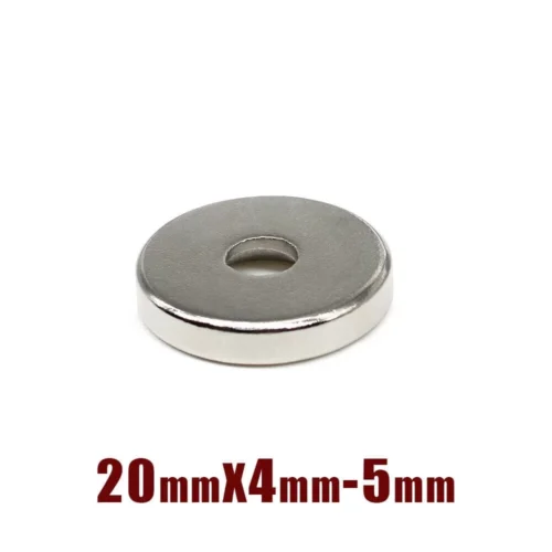 2 Pezzi Magneti al Neodimio NdFeB Rotondi 20x4mm Foro 5mm