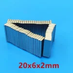 Lotto 3 Pezzi Magnete al Neodimio da 20x6x2mm Rettangolare NdFeB N52