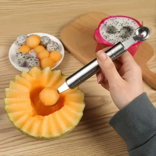 Cucchiaio Palline Di Melone In Acciaio Inossidabile 2 In 1 Frutta Gelato