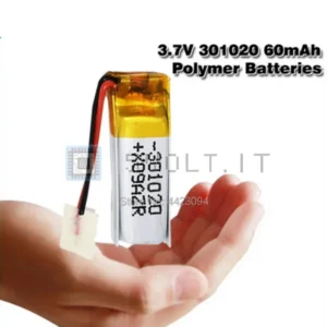 Batteria LiPo al Litio 301020 3.7V 60mAh Ricaricabile