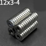 2pz Magneti Neodimio 12x3mm con Foro 4mm Tondi N35