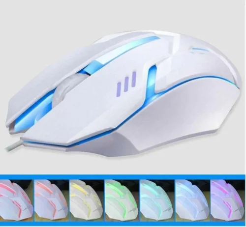 Mouse Gaming Con Filo Kebidu S1 Bianco 7 Colori Led Gamer